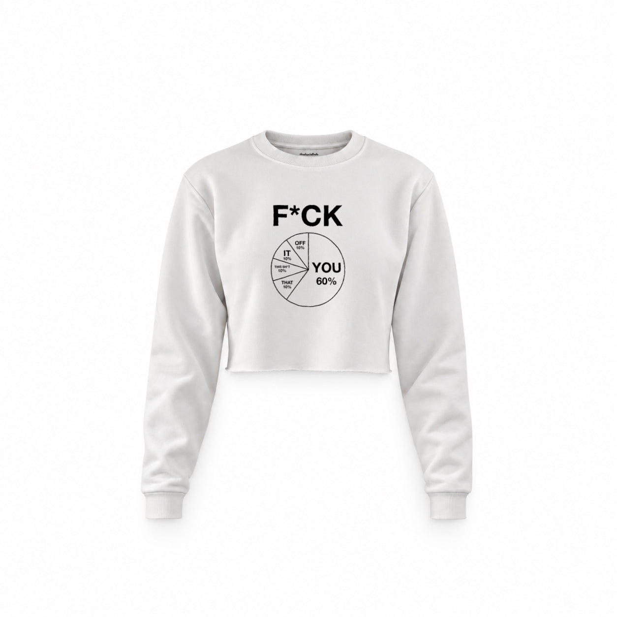F*CK YOU Pie Chart Crop Sweatshirt – Beyaz – ön görünüm