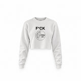 F*CK YOU Pie Chart Crop Sweatshirt – Beyaz – ön görünüm