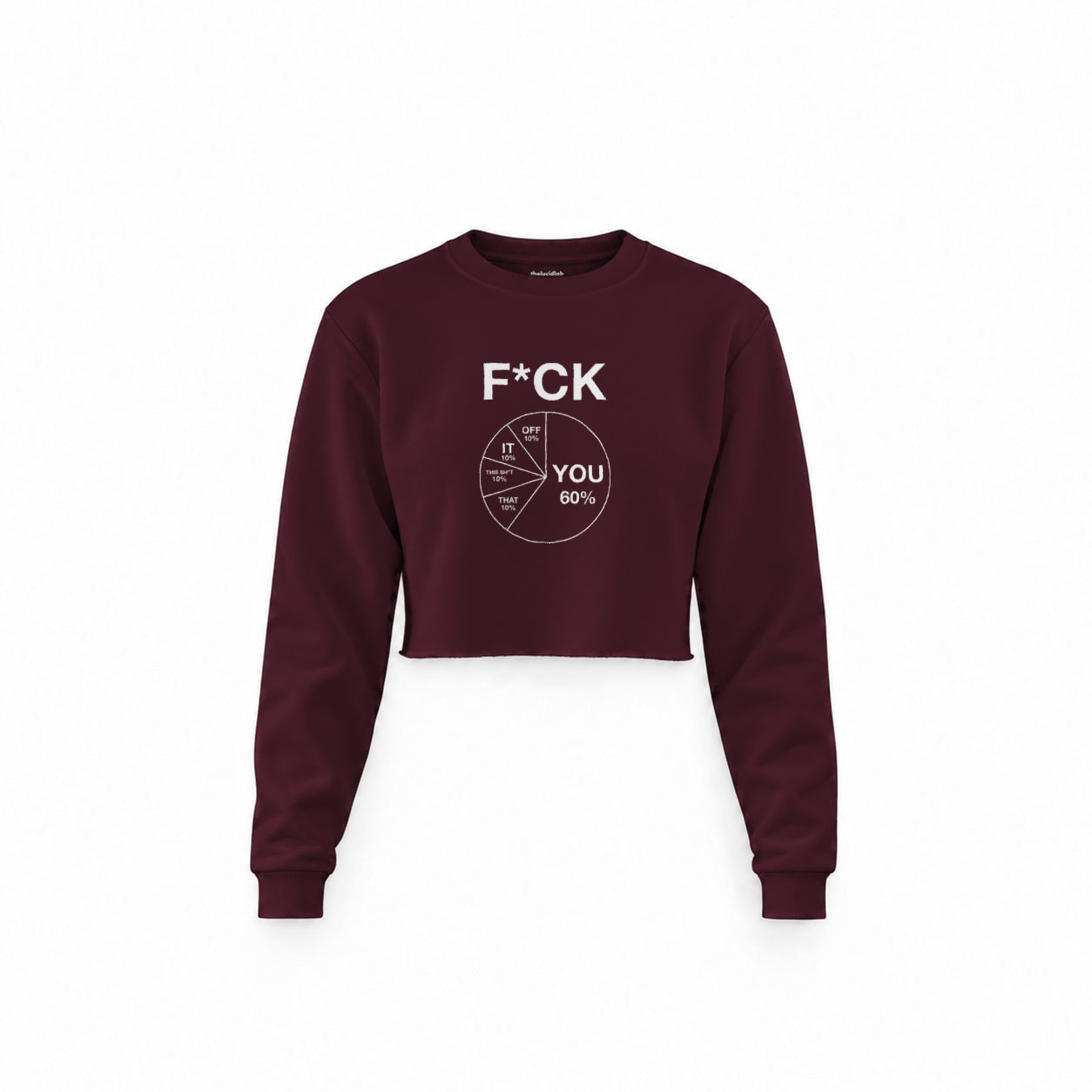 F*CK YOU Pie Chart Crop Sweatshirt – Bordo – ön görünüm