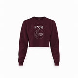 F*CK YOU Pie Chart Crop Sweatshirt – Bordo – ön görünüm