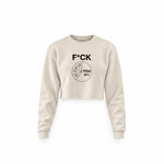 F*CK YOU Pie Chart Crop Sweatshirt – Krem – ön görünüm