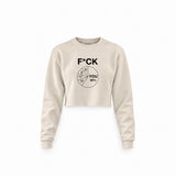 F*CK YOU Pie Chart Crop Sweatshirt – Krem – ön görünüm