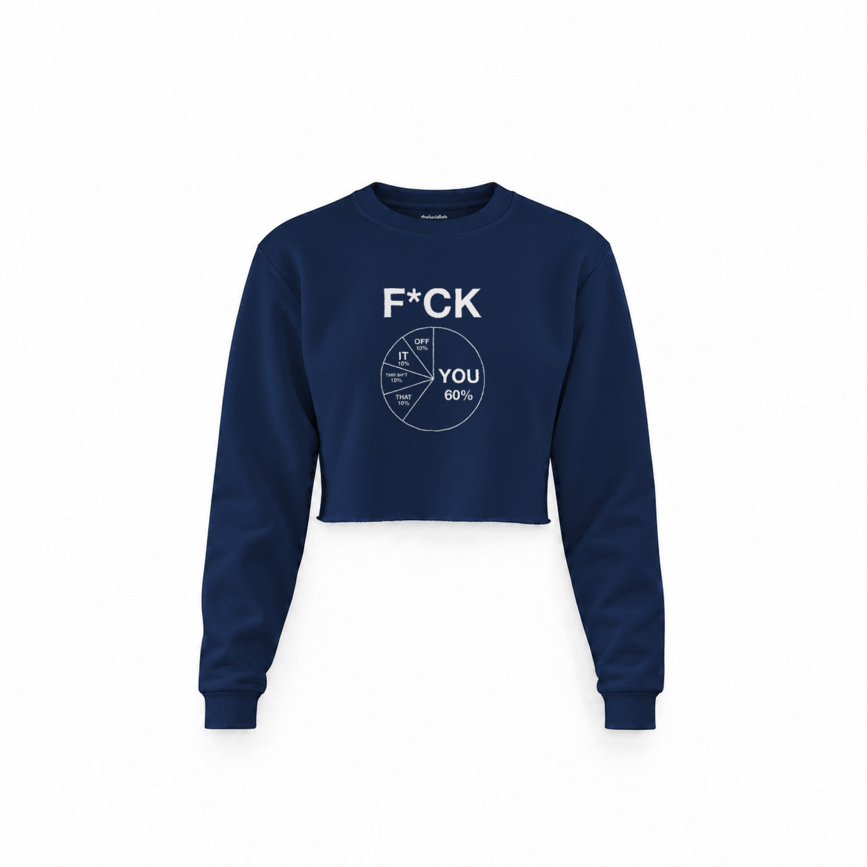 F*CK YOU Pie Chart Crop Sweatshirt – Lacivert – ön görünüm