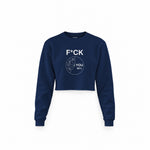 F*CK YOU Pie Chart Crop Sweatshirt – Lacivert – ön görünüm