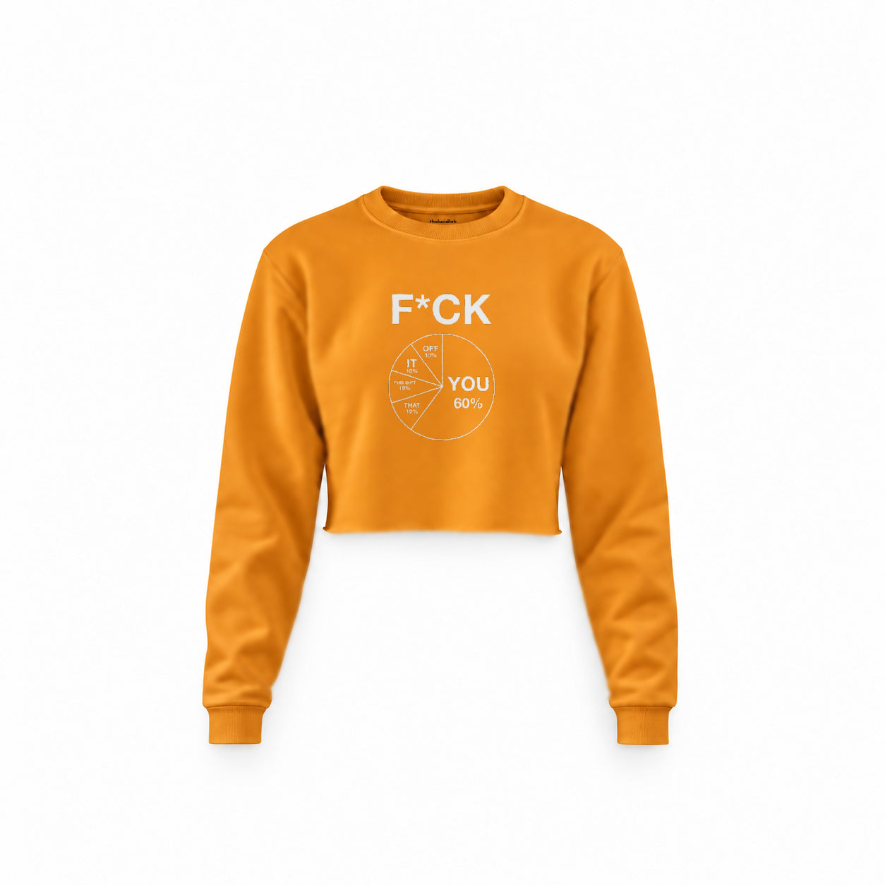 F*CK YOU Pie Chart Crop Sweatshirt – Turuncu – ön görünüm