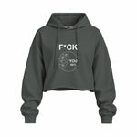 F*CK YOU Pie Chart Oversize Crop Hoodie – Antrasit – ön görünüm