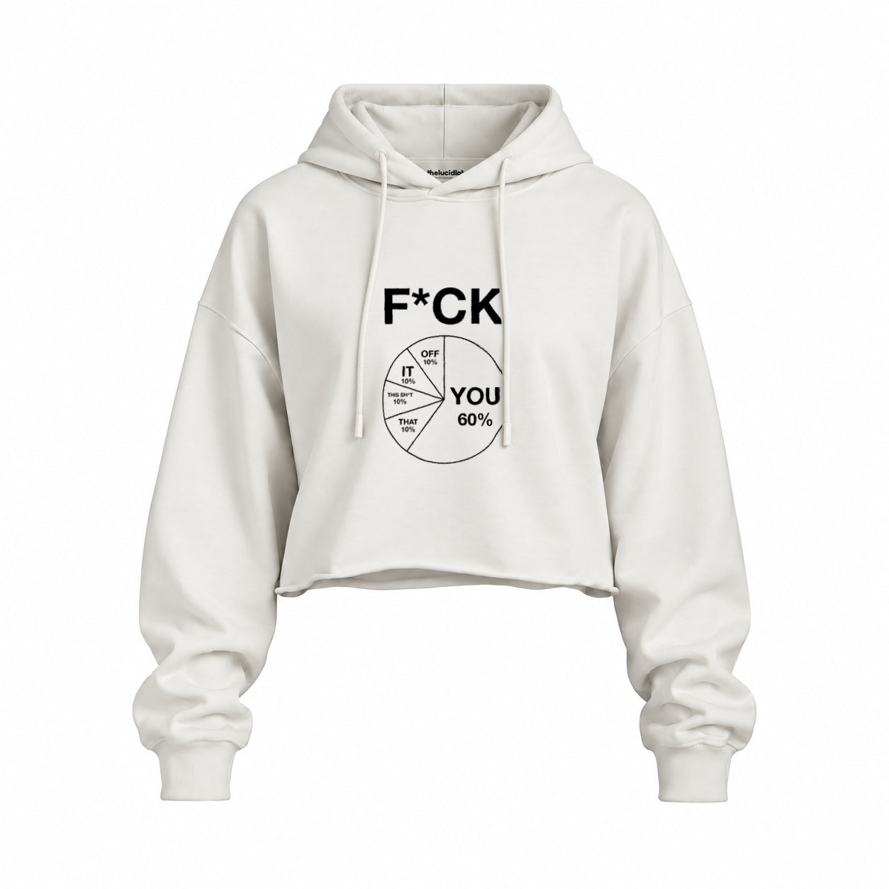 F*CK YOU Pie Chart Oversize Crop Hoodie – Beyaz – ön görünüm