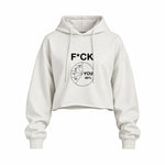 F*CK YOU Pie Chart Oversize Crop Hoodie – Beyaz – ön görünüm