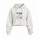 F*CK YOU Pie Chart Oversize Crop Hoodie – Beyaz – ön görünüm