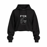 F*CK YOU Pie Chart Oversize Crop Hoodie – Siyah – ön görünüm