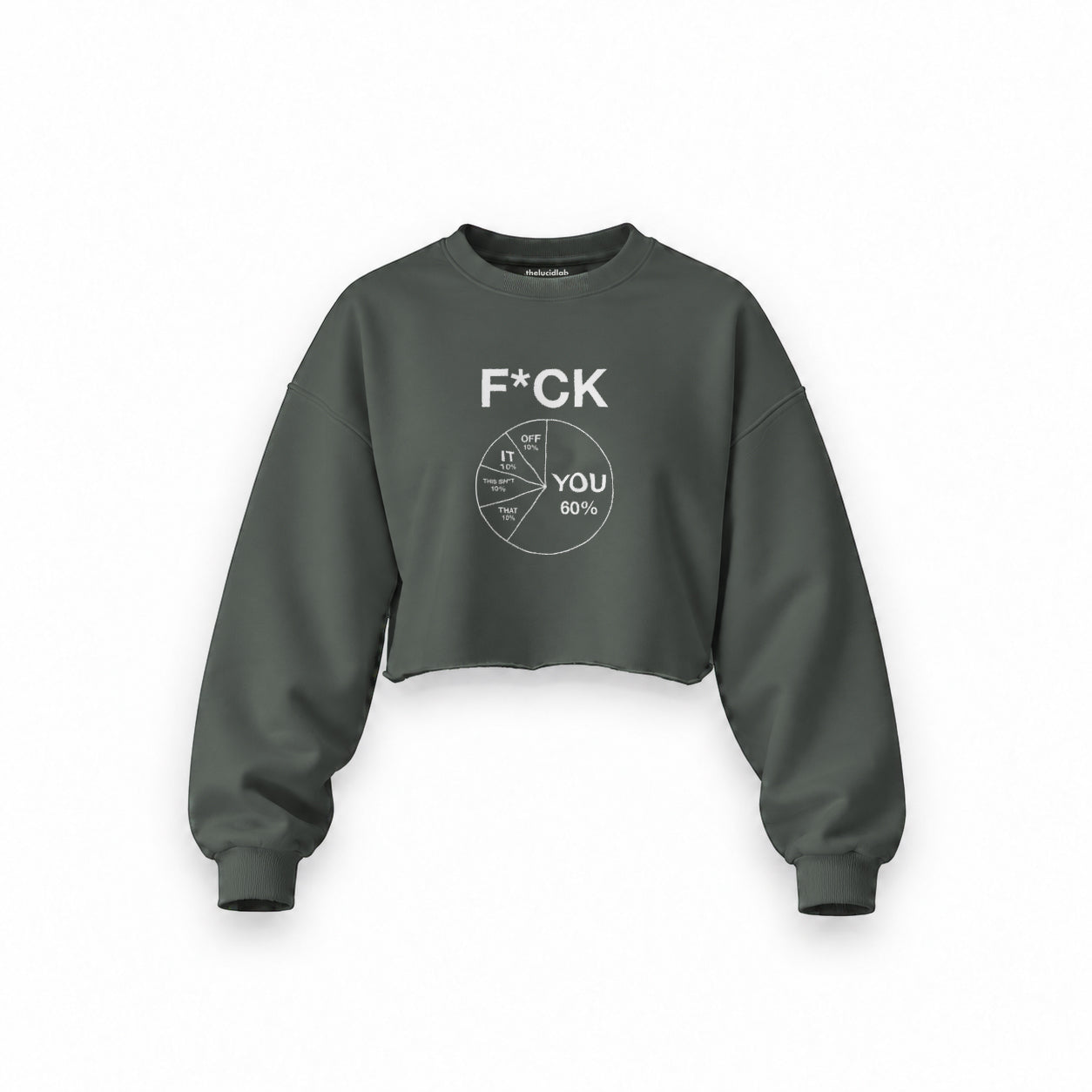 F*CK YOU Pie Chart Oversize Crop Sweatshirt – Antrasit – ön görünüm