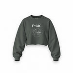 F*CK YOU Pie Chart Oversize Crop Sweatshirt – Antrasit – ön görünüm