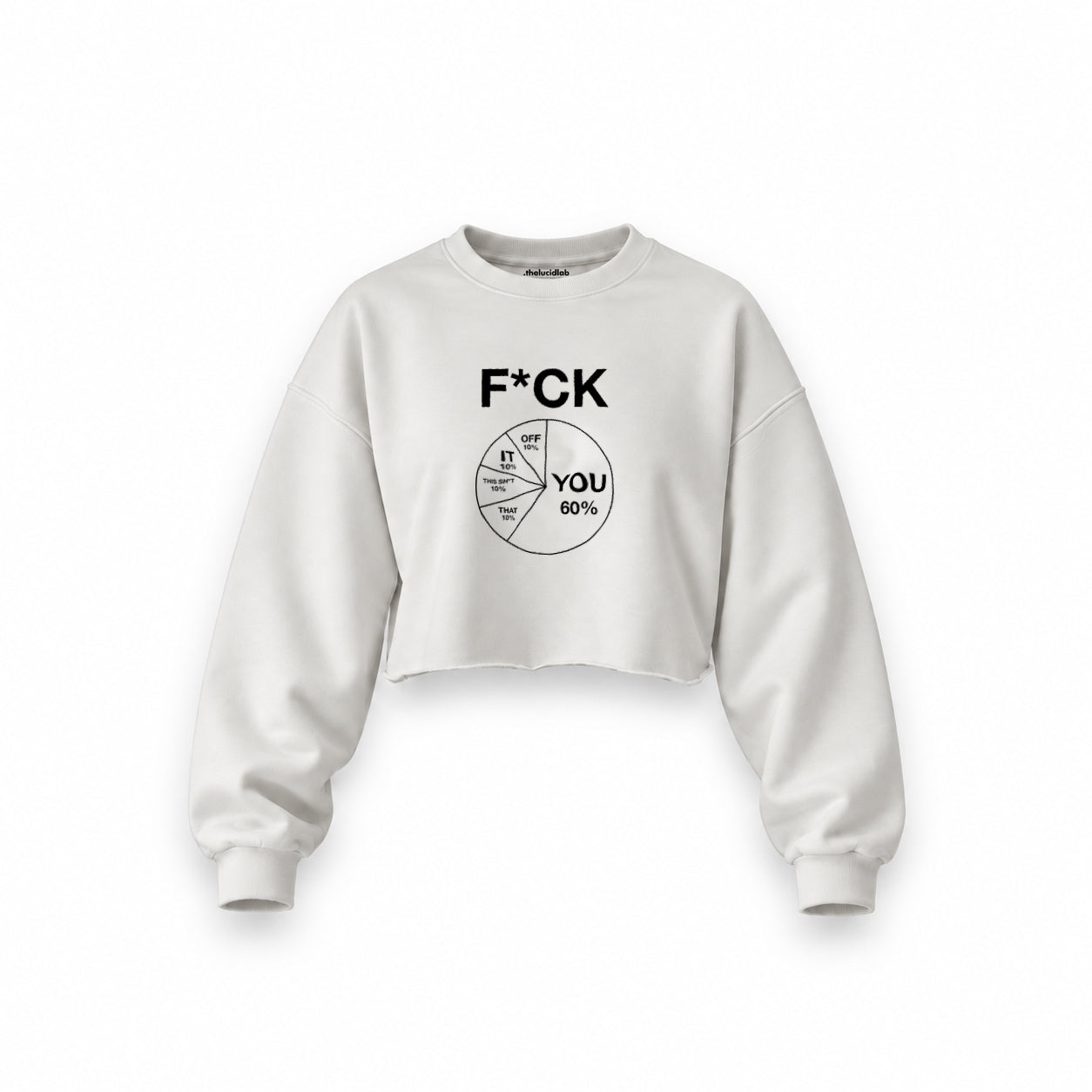 F*CK YOU Pie Chart Oversize Crop Sweatshirt – Beyaz – ön görünüm