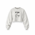 F*CK YOU Pie Chart Oversize Crop Sweatshirt – Beyaz – ön görünüm