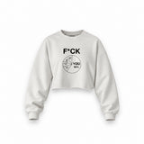 F*CK YOU Pie Chart Oversize Crop Sweatshirt – Beyaz – ön görünüm