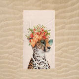 Floral Leopard Beach Towel