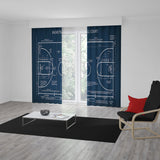 Basketball Court Navy Blue - Basketball Court Background Curtain