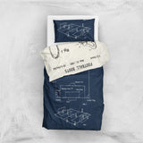 Football Field Navyblue &amp; Football Boots Ivory Double Sided Duvet Cover Set