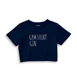 Gin Shirt Crop Tişört — Lacivert — ön görünüm