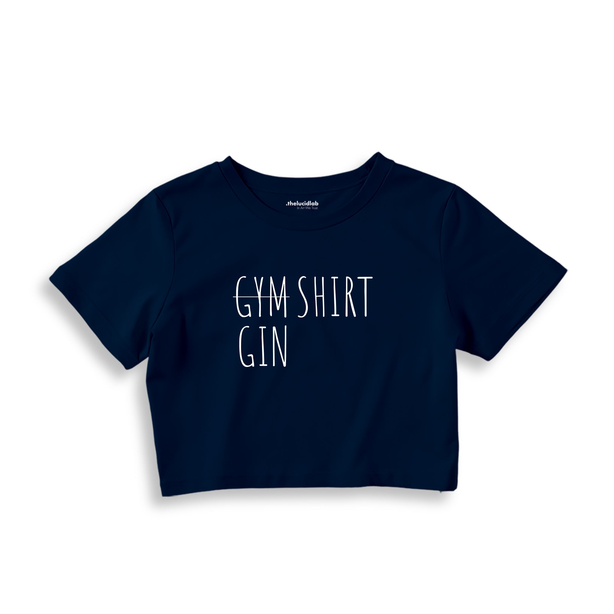 Gin Shirt Crop Tişört — Lacivert — ön görünüm