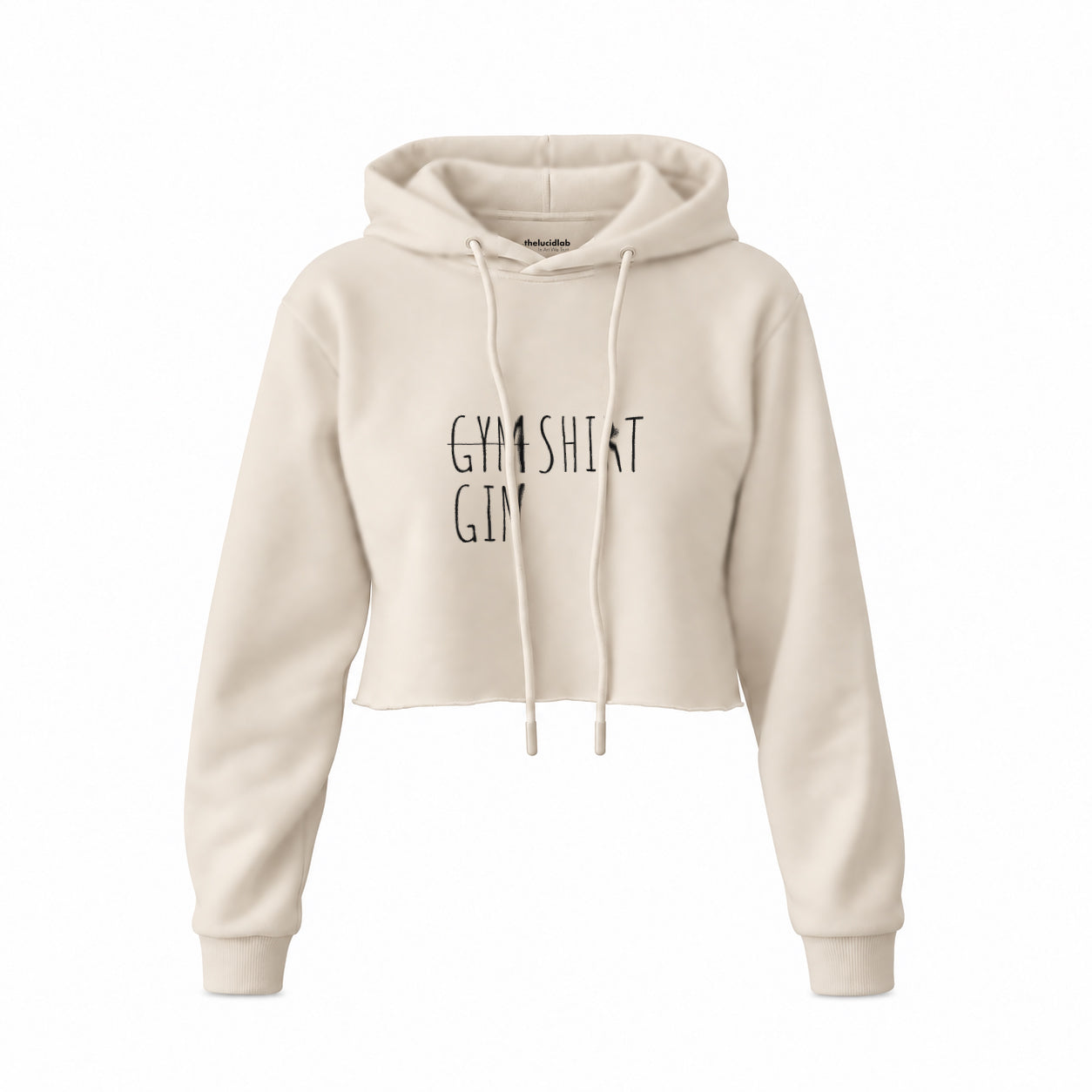 Gin Shirt Crop Hoodie – Krem – ön görünüm