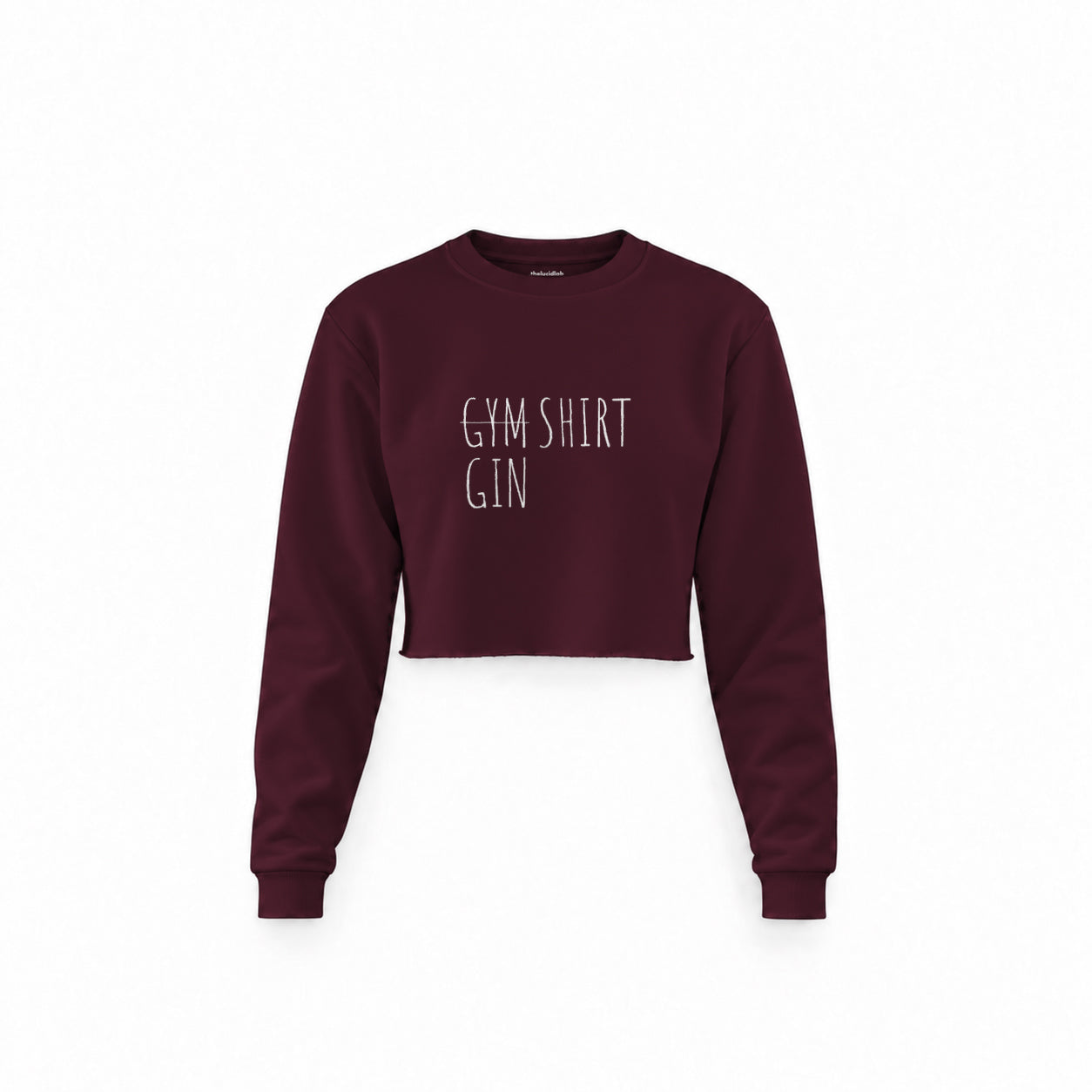 Gin Shirt Crop Sweatshirt – Bordo – ön görünüm