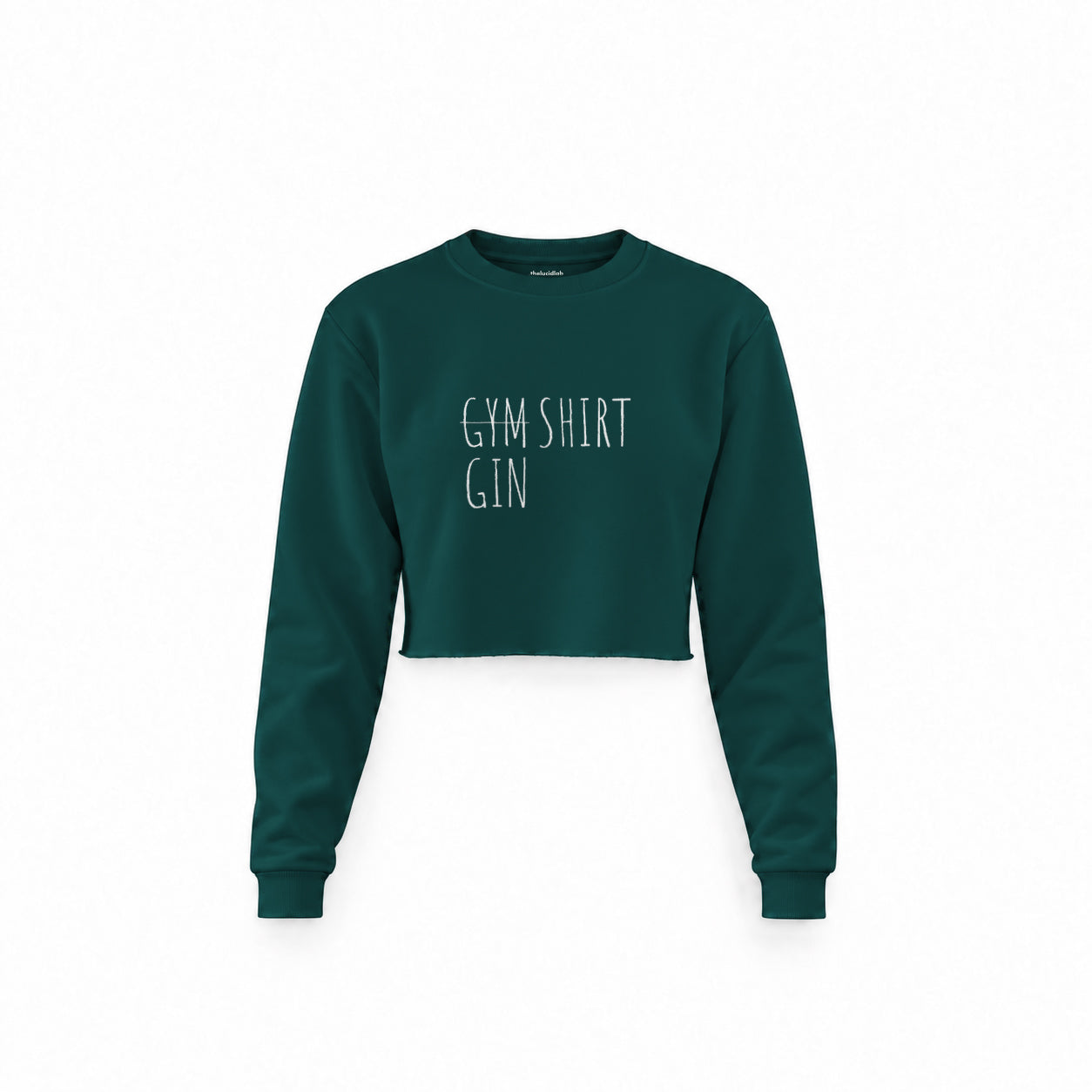 Gin Shirt Crop Sweatshirt – Koyu Yeşil – ön görünüm