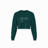 Gin Shirt Crop Sweatshirt – Koyu Yeşil – ön görünüm