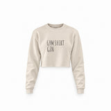 Gin Shirt Crop Sweatshirt – Krem – ön görünüm