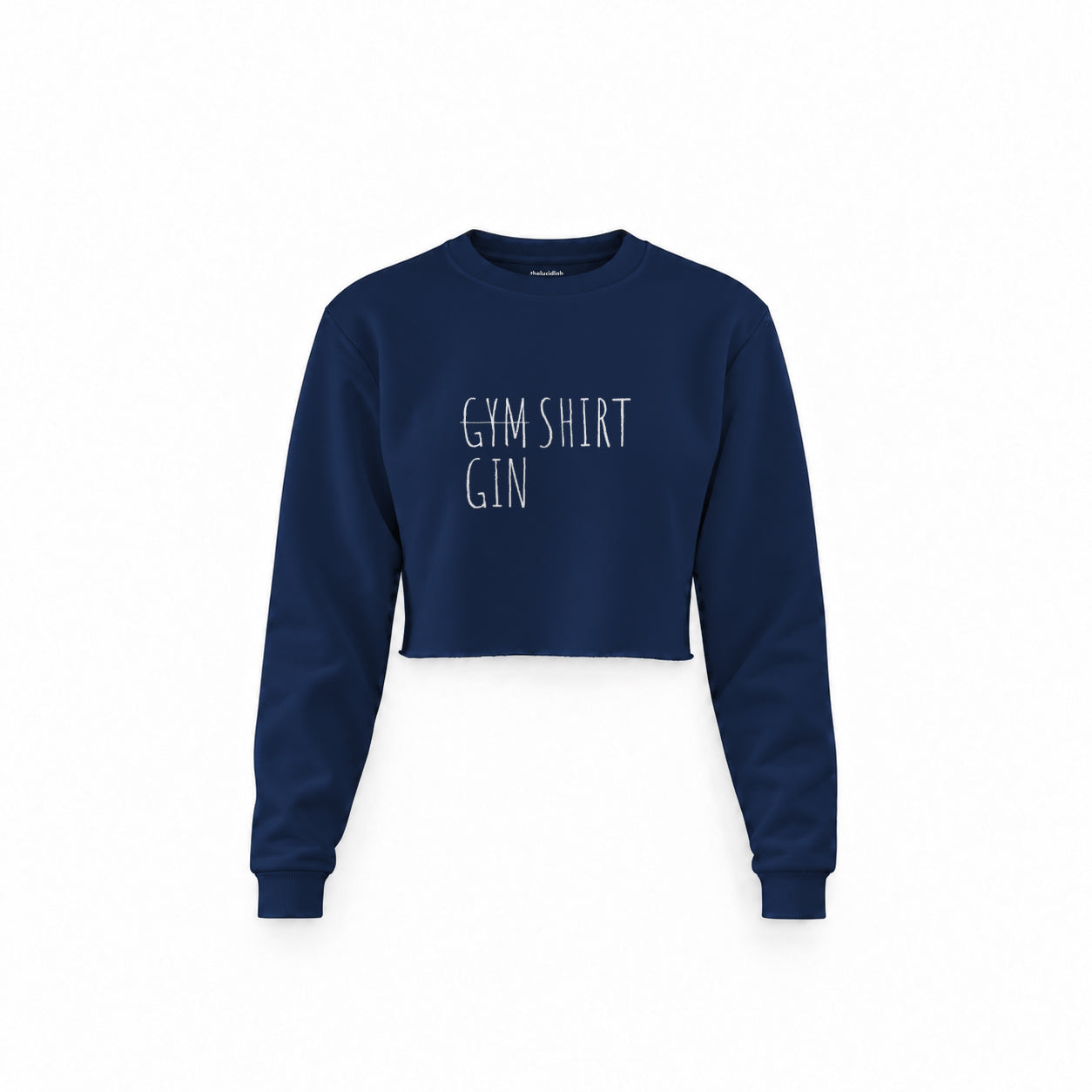 Gin Shirt Crop Sweatshirt – Lacivert – ön görünüm