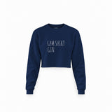 Gin Shirt Crop Sweatshirt – Lacivert – ön görünüm