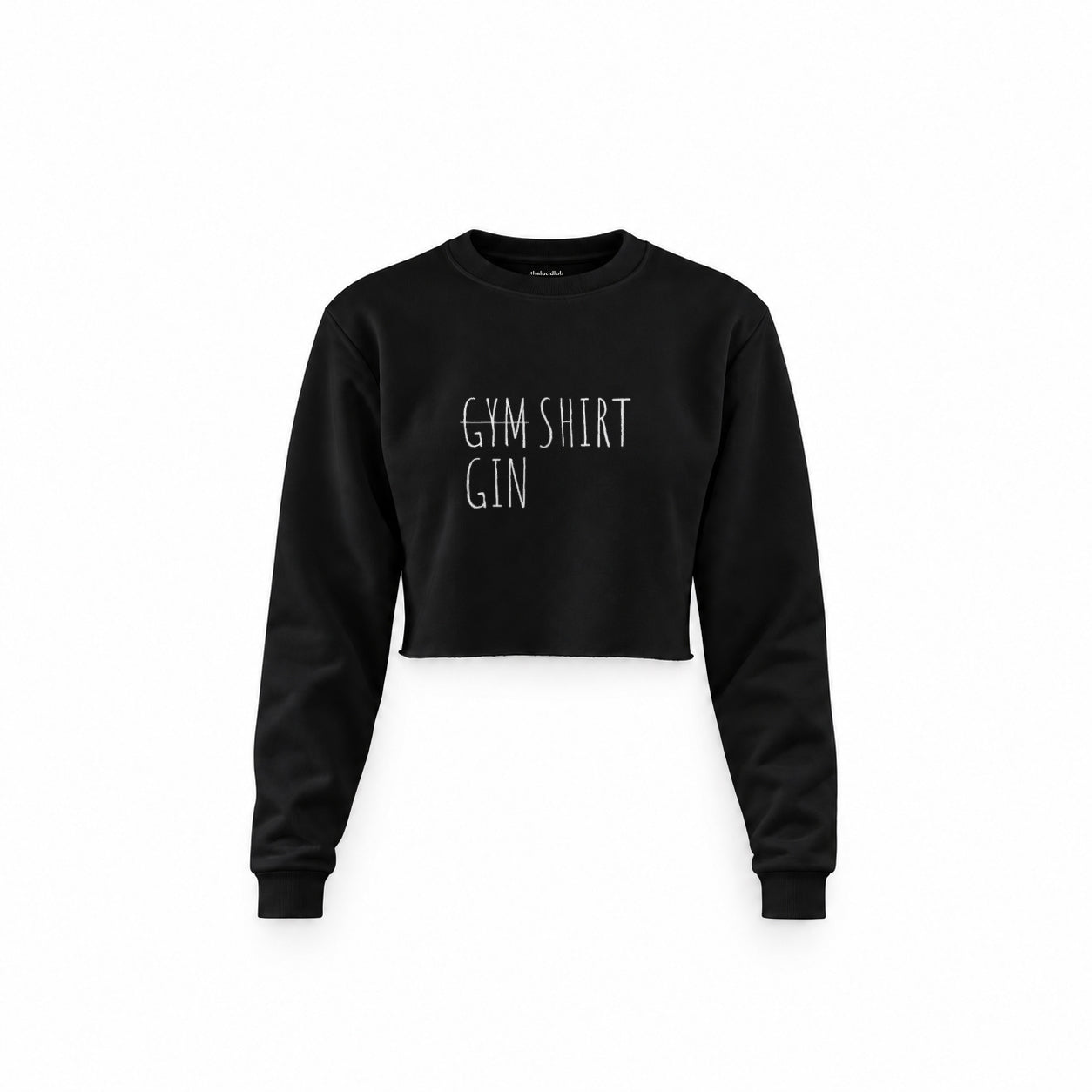 Gin Shirt Crop Sweatshirt – Siyah – ön görünüm