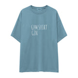 Gin Shirt Oversize Tişört — Çelik Mavi — ön görünüm