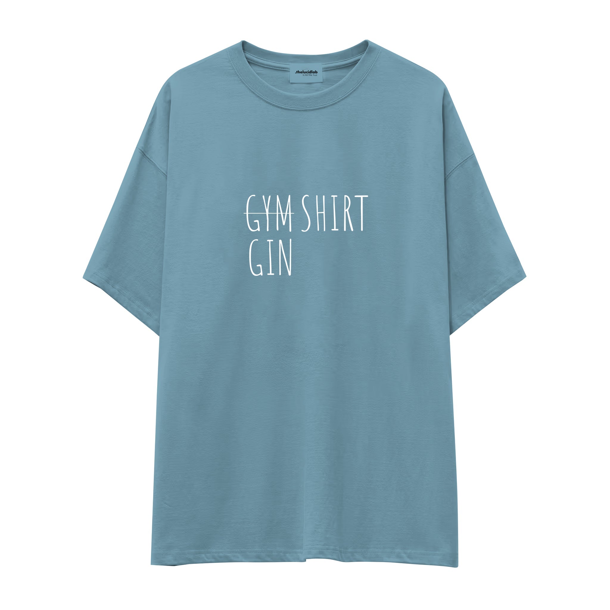 Gin Shirt Oversize Tişört — Çelik Mavi — ön görünüm
