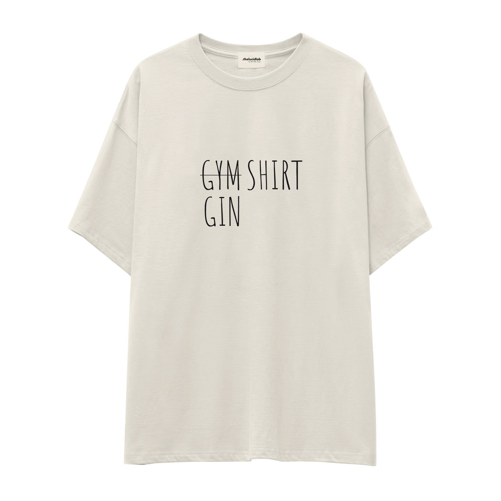 Gin Shirt Oversize Tişört — Ekru — ön görünüm