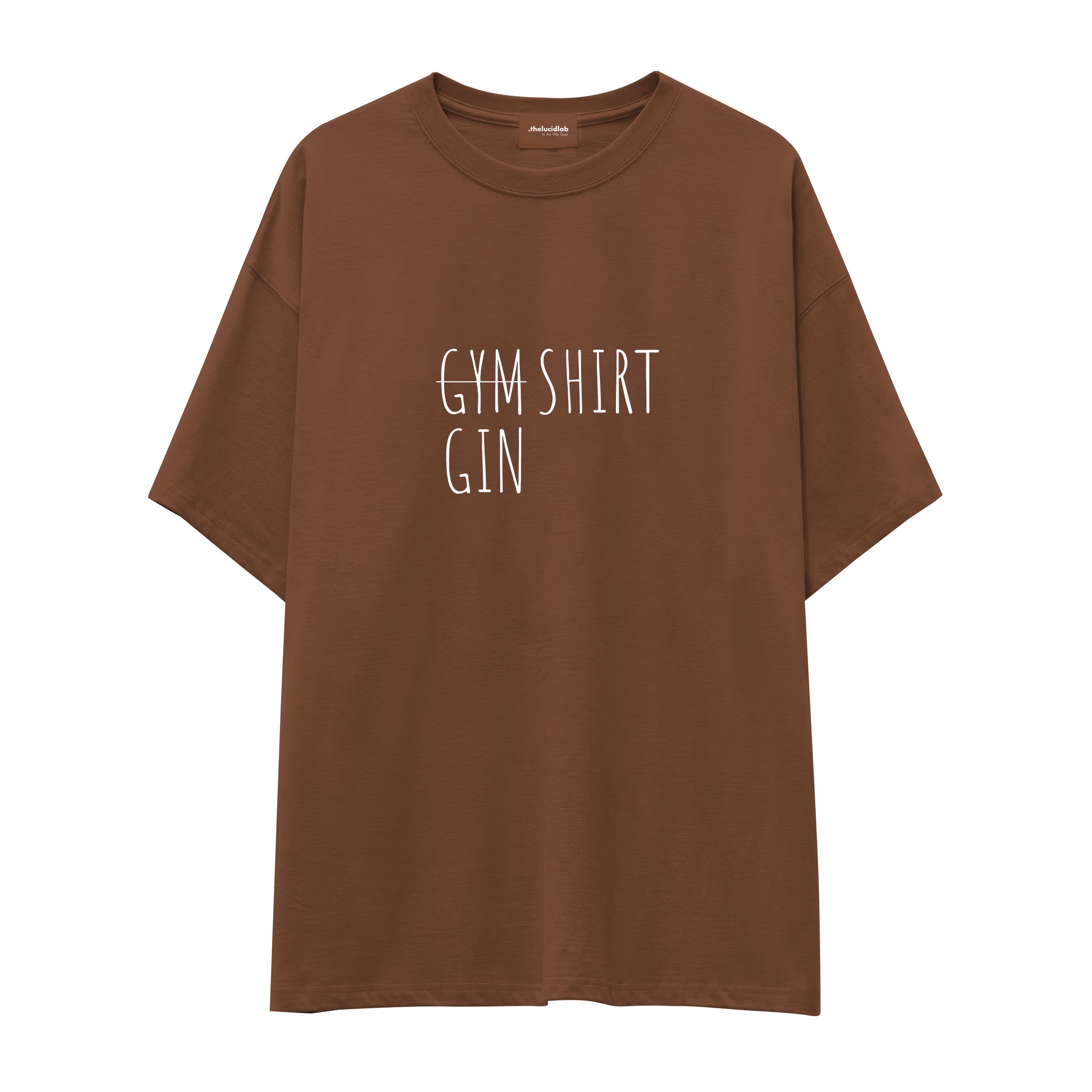 Gin Shirt Oversize Tişört — Kahverengi — ön görünüm
