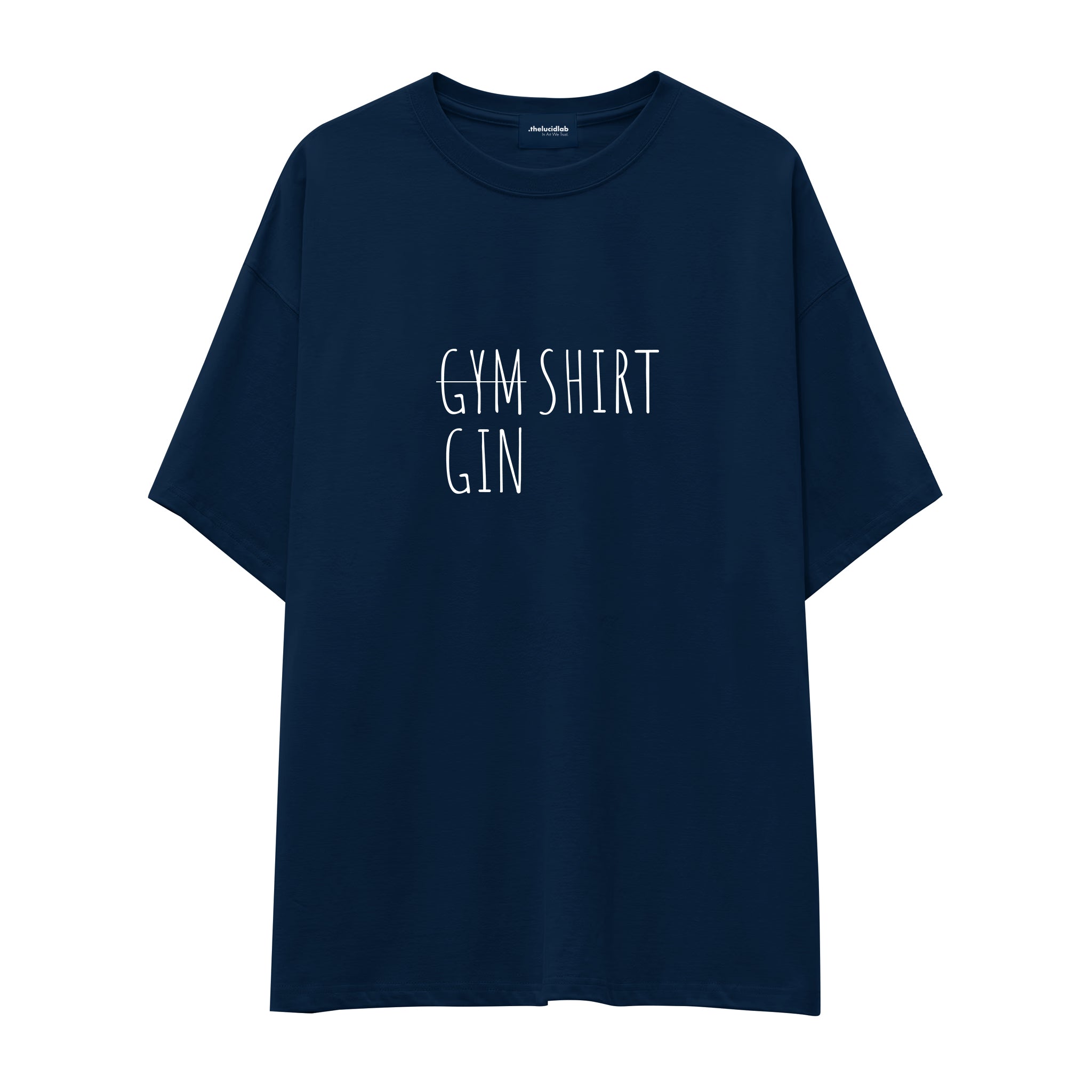 Gin Shirt Oversize Tişört — Lacivert — ön görünüm
