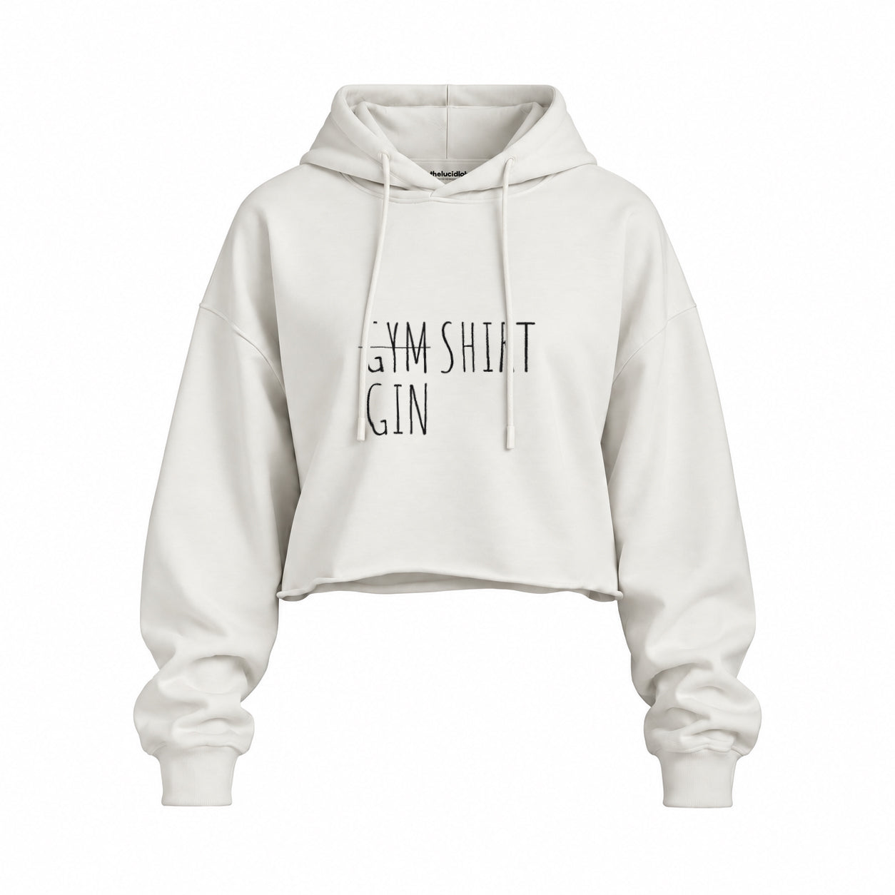Gin Shirt Oversize Crop Hoodie – Beyaz – ön görünüm