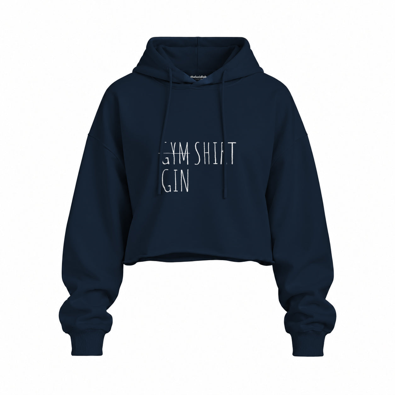 Gin Shirt Oversize Crop Hoodie – Lacivert – ön görünüm