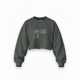 Gin Shirt Oversize Crop Sweatshirt – Antrasit – ön görünüm