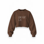 Gin Shirt Oversize Crop Sweatshirt – Kahverengi – ön görünüm