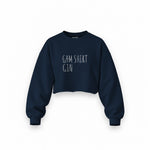 Gin Shirt Oversize Crop Sweatshirt – Lacivert – ön görünüm