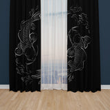 Gray Yin Yang Koi Background Curtain