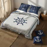 Premium Sailor Denizci Bundle | Nevresim Takımı | Kırlent Kılıfı | Beton Mum