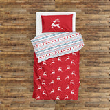 Red Deer Christmas Double-Sided Duvet Cover Set