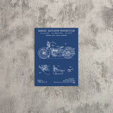 Harley Davidson Model 28B Motosiklet Blueprint Kanvas Tablo