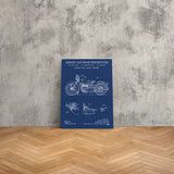 Harley Davidson Model 28B Motosiklet Blueprint Kanvas Tablo