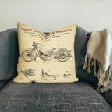 Harley Davidson Model 28B Motosiklet Vintage Çift Taraflı Kırlent Kılıfı 2 Adet