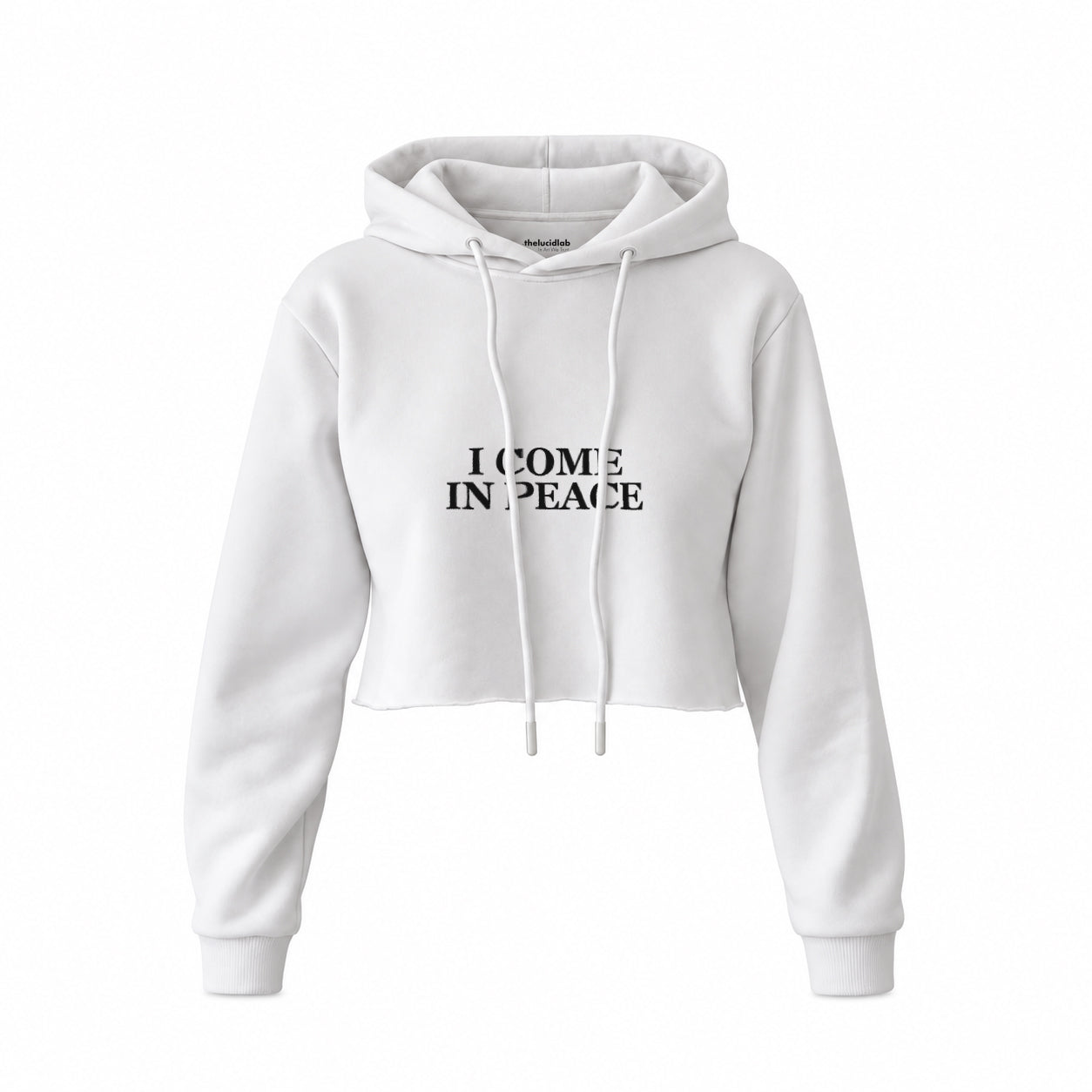 ICOMPEACE crop hoodie – Beyaz – ön görünüm
