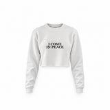 ICOMPEACE crop sweatshirt – Beyaz – ön görünüm